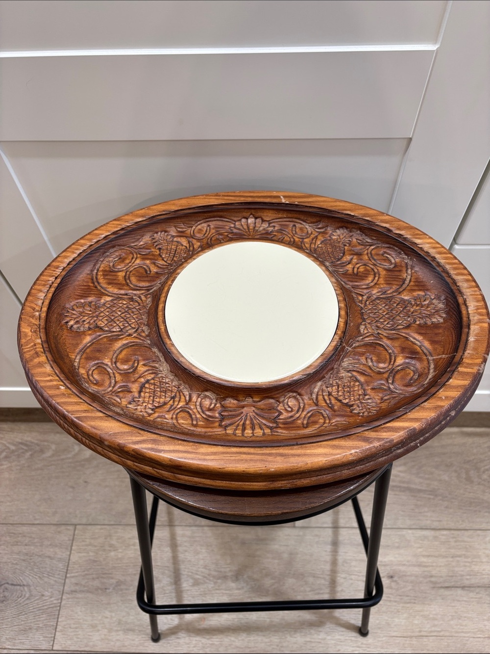 Hand-Carved Pineapple Accent Tray — Brown